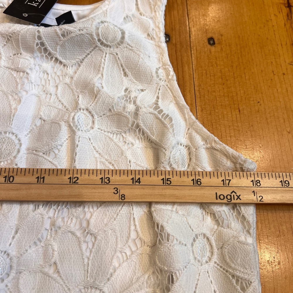 Karin Stevens White Vintage Style White Daisy Lace Shift Dress NWT Size 12 - Picture 5 of 6